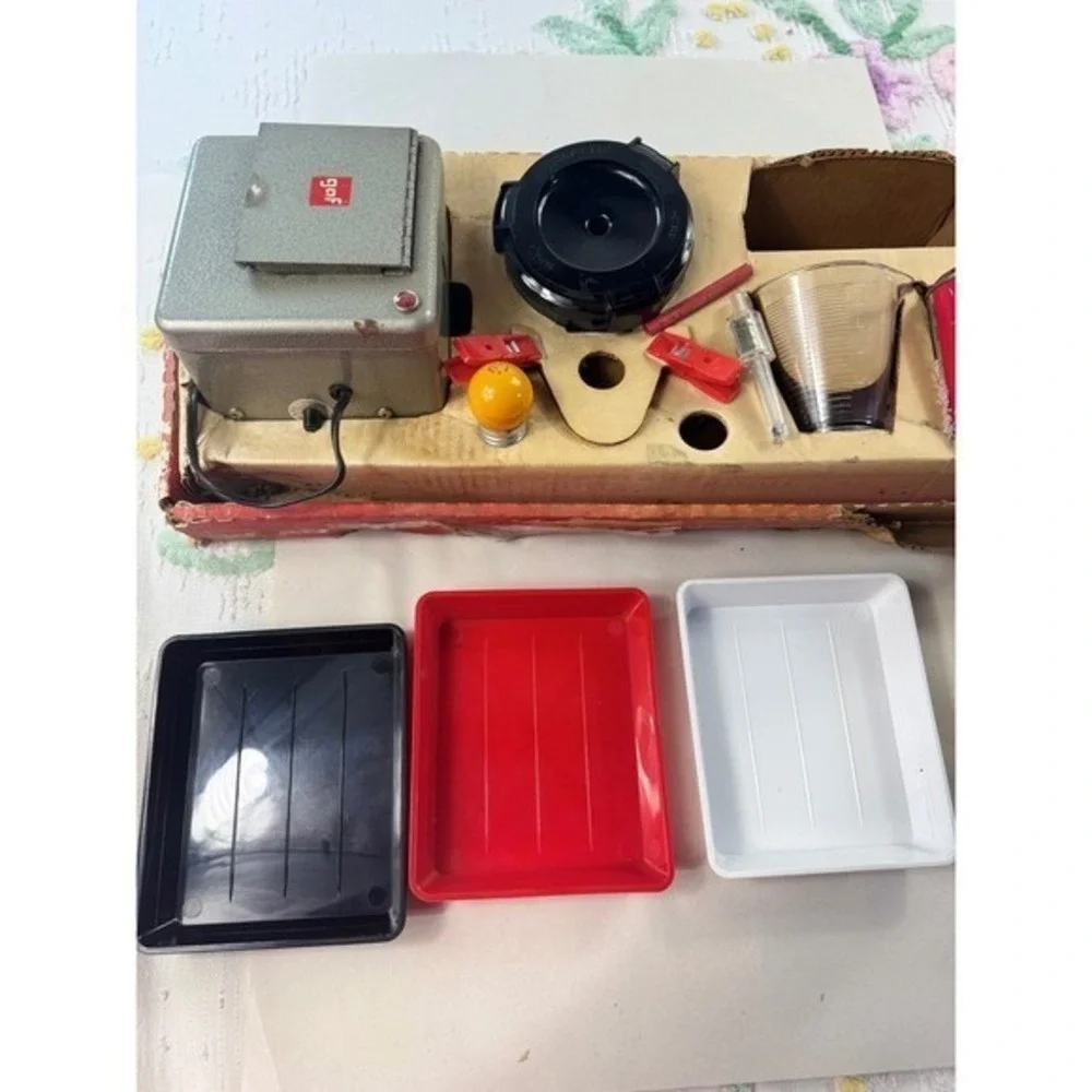 Vintage GAF Ansco Photography Darkroom Developing Kit Contact Printer Chemicals‎